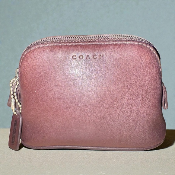 Coach Handbags - Coach Classic Vintage Dome Blue Leather Legacy Rare Zip Coin Purse Cosmetic Y2K